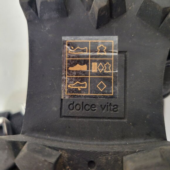 Dolce Vita Black Leather Combat Boots With Buckle Straps & Side Zipper Rugged Lu - Picture 8 of 8